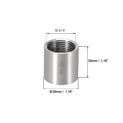 Harfington Uxcell rostfreier Stahl 304 Gussrohr Rohrverschraubung Kupplung G Innengewinde G3 / 4 x G3 / 4 (3 Stück)