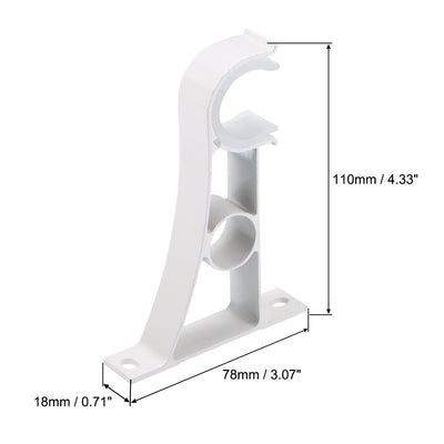 Harfington Uxcell Curtain Rod Bracket Aluminum Alloy Single Holder Support for 25mm Drapery Rod 110 x 78 x 18mm White 4Pcs