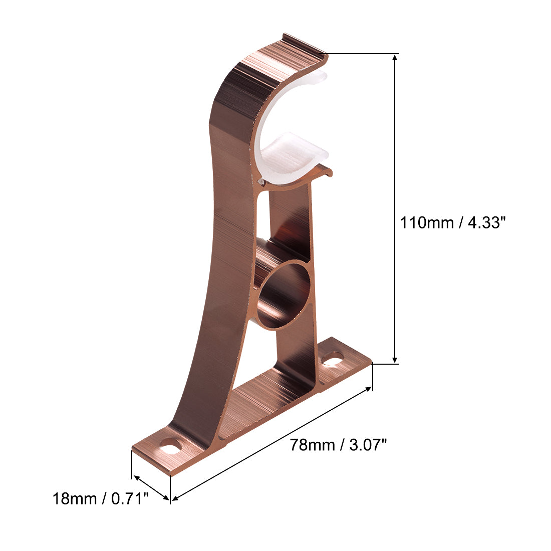 uxcell Uxcell Curtain Rod Bracket Aluminum Alloy Single Holder Support for 25mm Drapery Rod 110 x 78 x 18mm Copper Tone 2Pcs