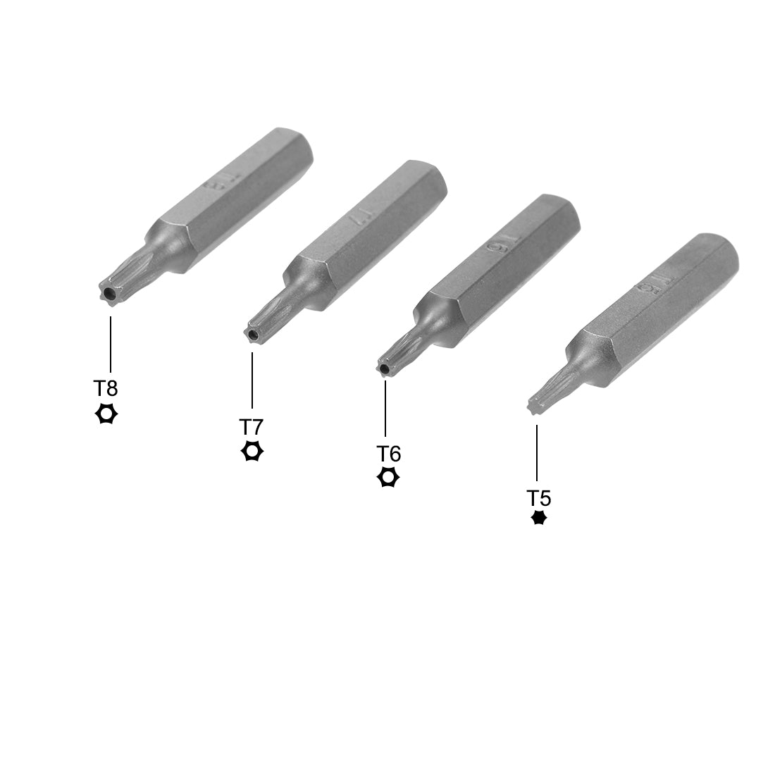 uxcell Uxcell Schraubendreherbit Satz Sechskantschaft magnetischer Bohrkopf Satz S2 Werkzeug Länge 4pcs 5/32 * T5-T8 * 28mm