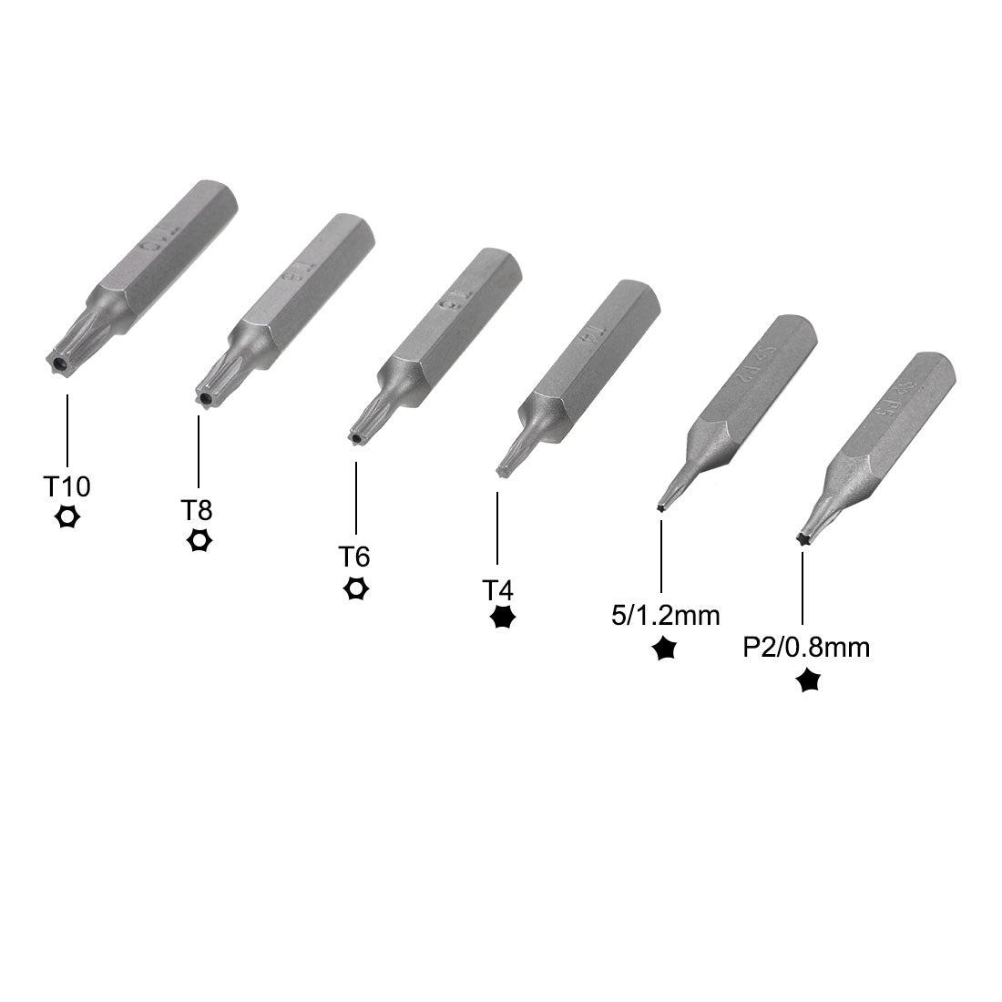 uxcell Uxcell Schraubendreherbit Satz Sechskantschaft magnetischer Bohrkopf Satz S2 Werkzeug Länge 6 Stück H5/32 * T4-T10 / P2-P5 * 28mm