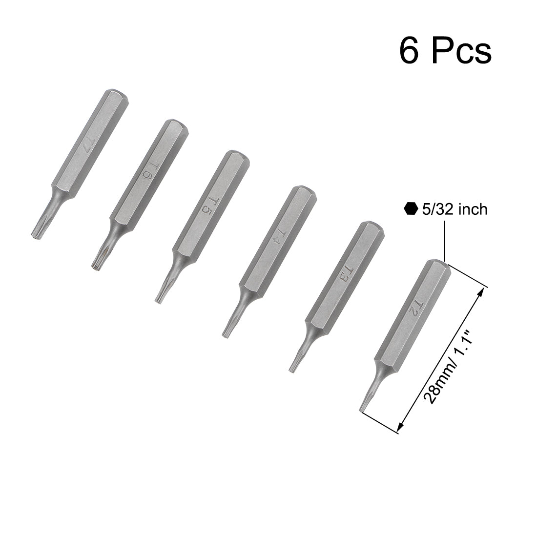 uxcell Uxcell Schraubendreherbit Satz Sechskantschaft magnetischer Bohrkopf Satz S2 Werkzeug Länge 6 stücke H5/32 * T2-T7 * 28mm