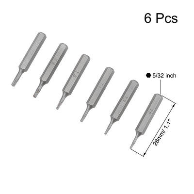 Harfington Uxcell Schraubendreherbit Satz Sechskantschaft magnetischer Bohrkopf Satz S2 Werkzeug Länge 6 stücke H5/32 * T2-T7 * 28mm