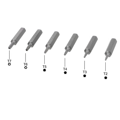 Harfington Uxcell Schraubendreherbit Satz Sechskantschaft magnetischer Bohrkopf Satz S2 Werkzeug Länge 6 stücke H5/32 * T2-T7 * 28mm