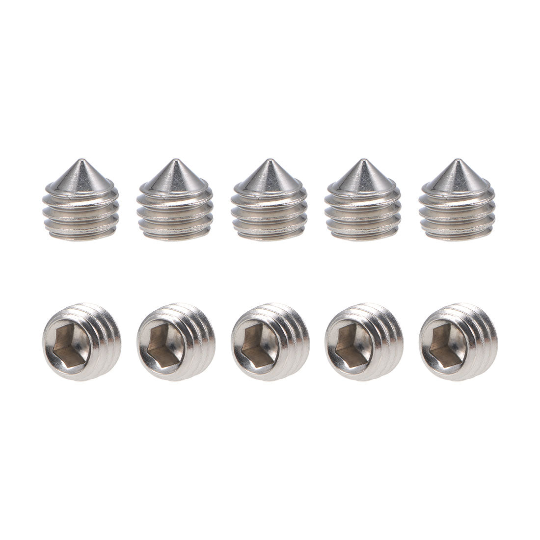 uxcell Uxcell 40Pcs M5x5mm Internal Hex Socket Set Grub Screws Cone Point 304 Stainless Steel Screw