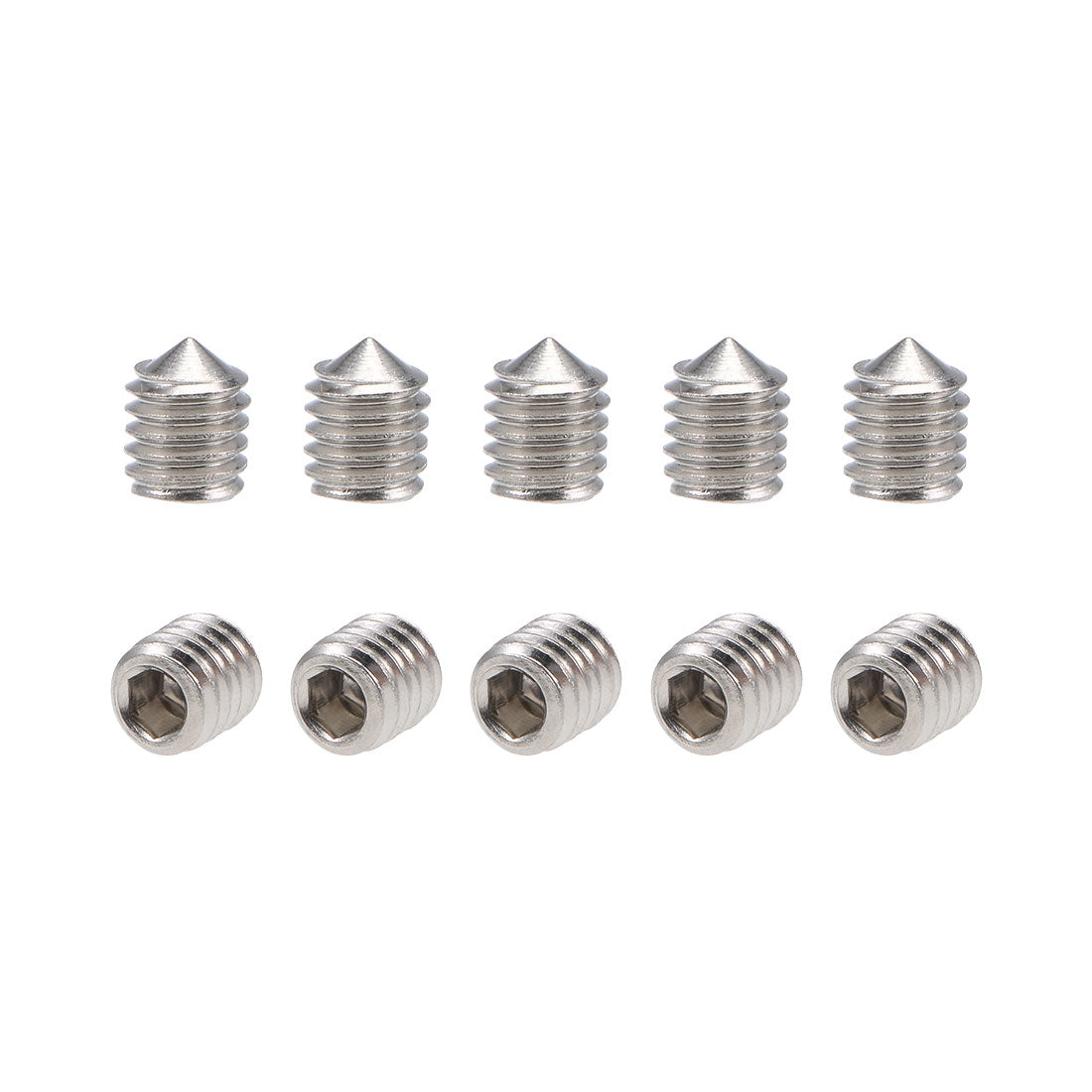 uxcell Uxcell 40Pcs M5x6mm Internal Hex Socket Set Grub Screws Cone Point 304 Stainless Steel Screw