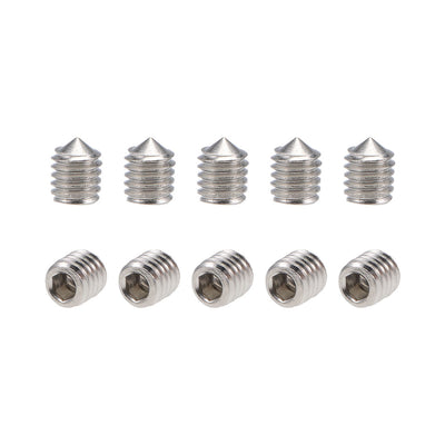 Harfington Uxcell 40Pcs M5x6mm Internal Hex Socket Set Grub Screws Cone Point 304 Stainless Steel Screw