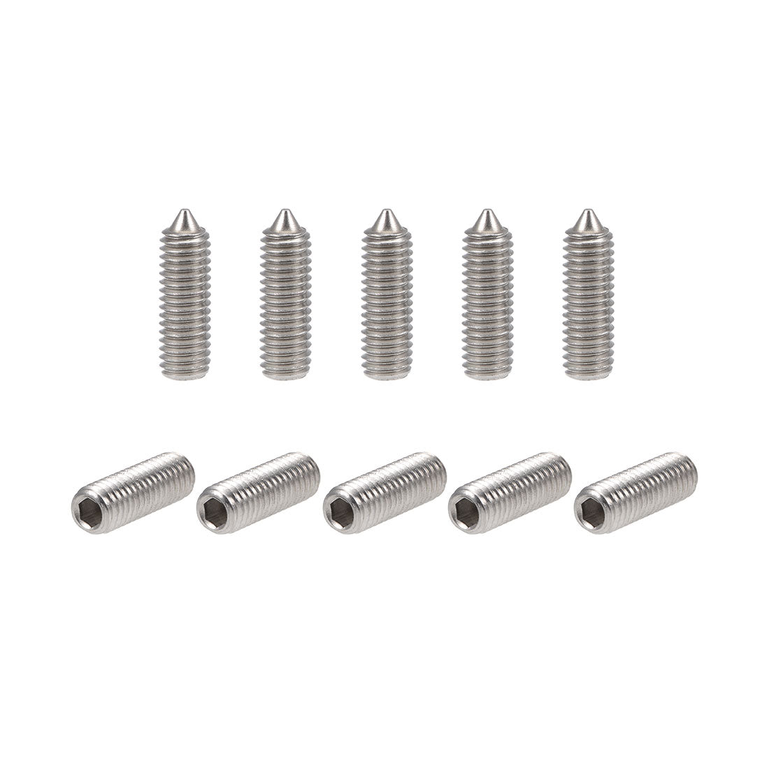 uxcell Uxcell 40Pcs M5x16mm Internal Hex Socket Set Grub Screws Cone Point 304 Stainless Steel Screw