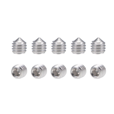 Harfington Uxcell 40Pcs M6x6mm Internal Hex Socket Set Grub Screws Cone Point 304 Stainless Steel Screw