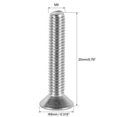 Harfington Uxcell M4x20mm Flat Head Machine Screws Phillips Cross Screw 304 Stainless Steel Fasteners Bolts 50Pcs