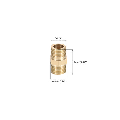 Harfington Uxcell Brass Pipe Fitting Connector Straight Hex Nipple Coupler 1/8 x 1/8 G Male Thread Hose Fittings Gold Tone 4pcs