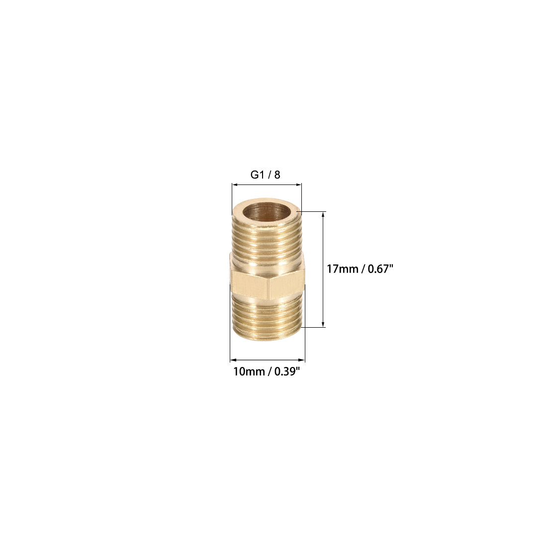 uxcell Uxcell Messing Rohrverbindungsstück Gerade Sechskant Kupplung Schlauchanschlüsse Außengewinde Gold G1 / 8 x G1 / 8 (6 Stück)