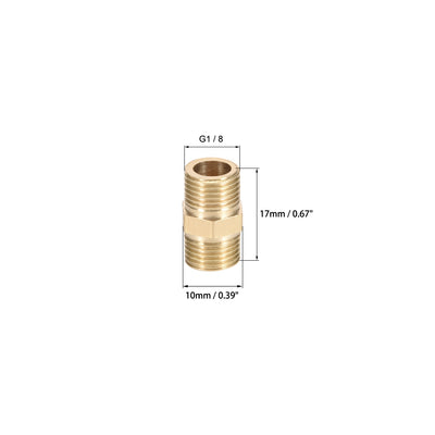 Harfington Uxcell Messing Rohrverbindungsstück Gerade Sechskant Kupplung Schlauchanschlüsse Außengewinde Gold G1 / 8 x G1 / 8 (6 Stück)