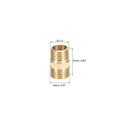 Harfington Uxcell Messing Rohrverbindungsstück Gerade Sechskant Kupplung Schlauchanschlüsse Außengewinde Gold G1 / 4 x G1 / 4 (2 Stück)