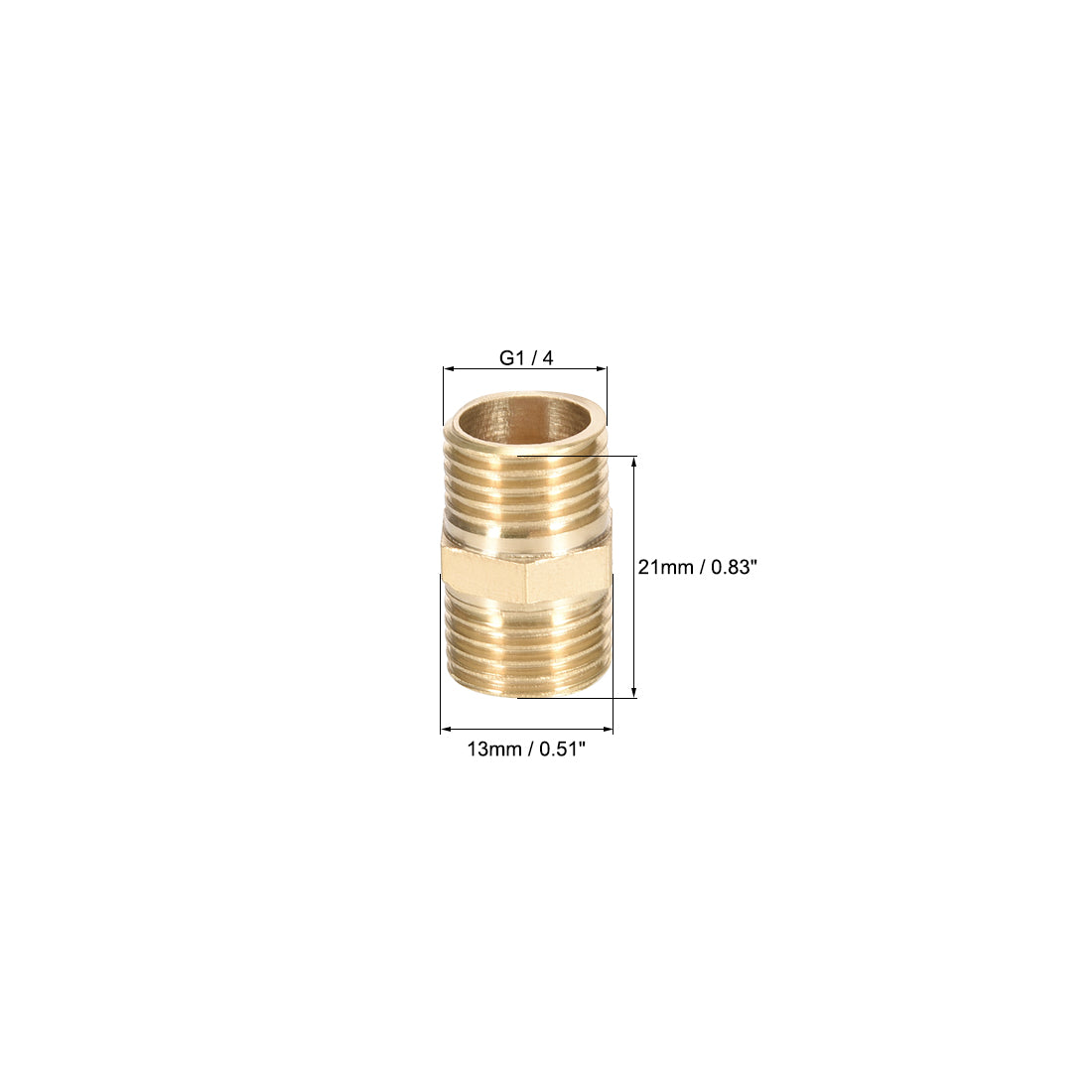 uxcell Uxcell Brass Pipe Fitting Connector Straight Hex Nipple Coupler 1/4 x 1/4 G Male Thread Hose Fittings Gold Tone 6pcs