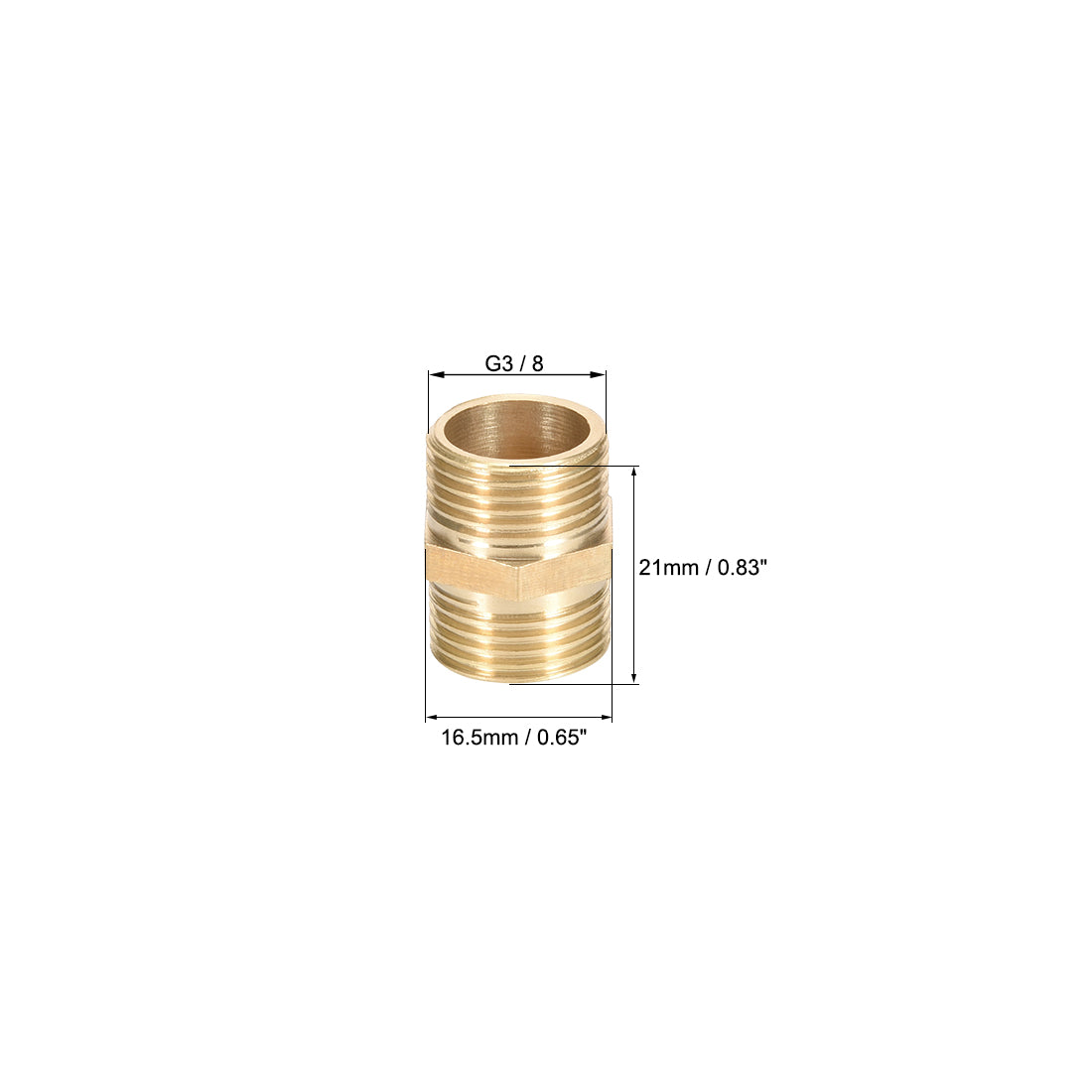 uxcell Uxcell Brass Pipe Fitting Connector Straight Hex Nipple Coupler 3/8 x 3/8 G Male Thread Hose Fittings Gold Tone 6pcs