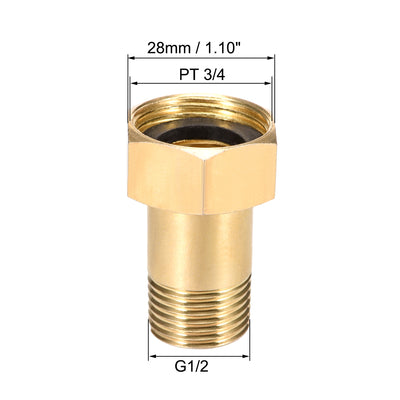 Harfington Uxcell Carbon Steel Pipe Fitting, Hex Nipple, G1/2 Male x 3/4PT Female Thread Connector Couplings 46mm Length 4pcs