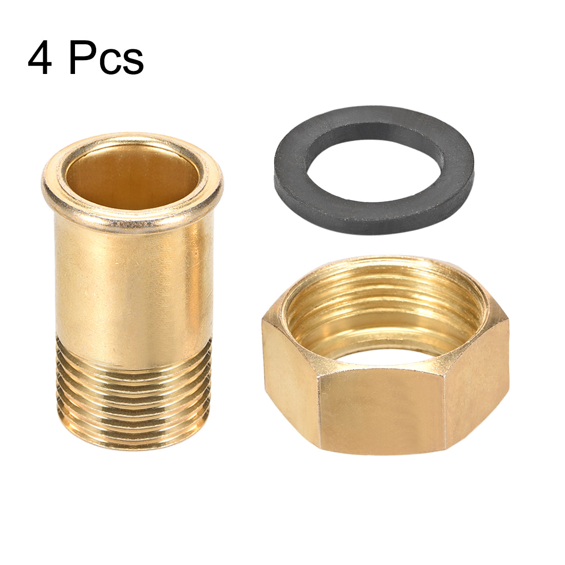 uxcell Uxcell Carbon Steel Pipe Fitting, Hex Nipple, G1/2 Male x 3/4PT Female Thread Connector Couplings 46mm Length 4pcs