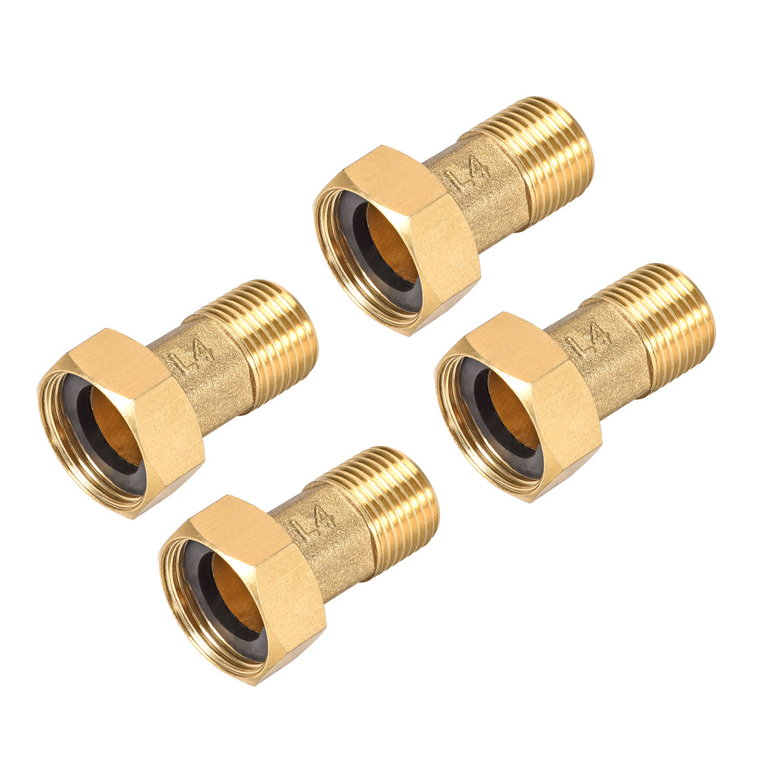 uxcell Uxcell Brass Pipe Fitting, Hex Nipple, G1/2 Male x G3/4 Female Thread Connector Coupling 46mm Length 4Pcs