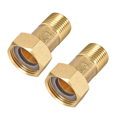 Harfington Uxcell Brass Pipe Fitting, Hex Nipple, G1/2 Male x G3/4 Female Thread Connector Water Meter Coupling 48mm Length 2Pcs