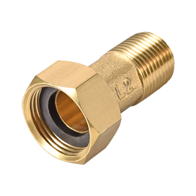 Harfington Uxcell Brass Pipe Fitting, Hex Nipple, G1/2 Male x G3/4 Female Threaded Connector Water Meter Coupling 53mm Length