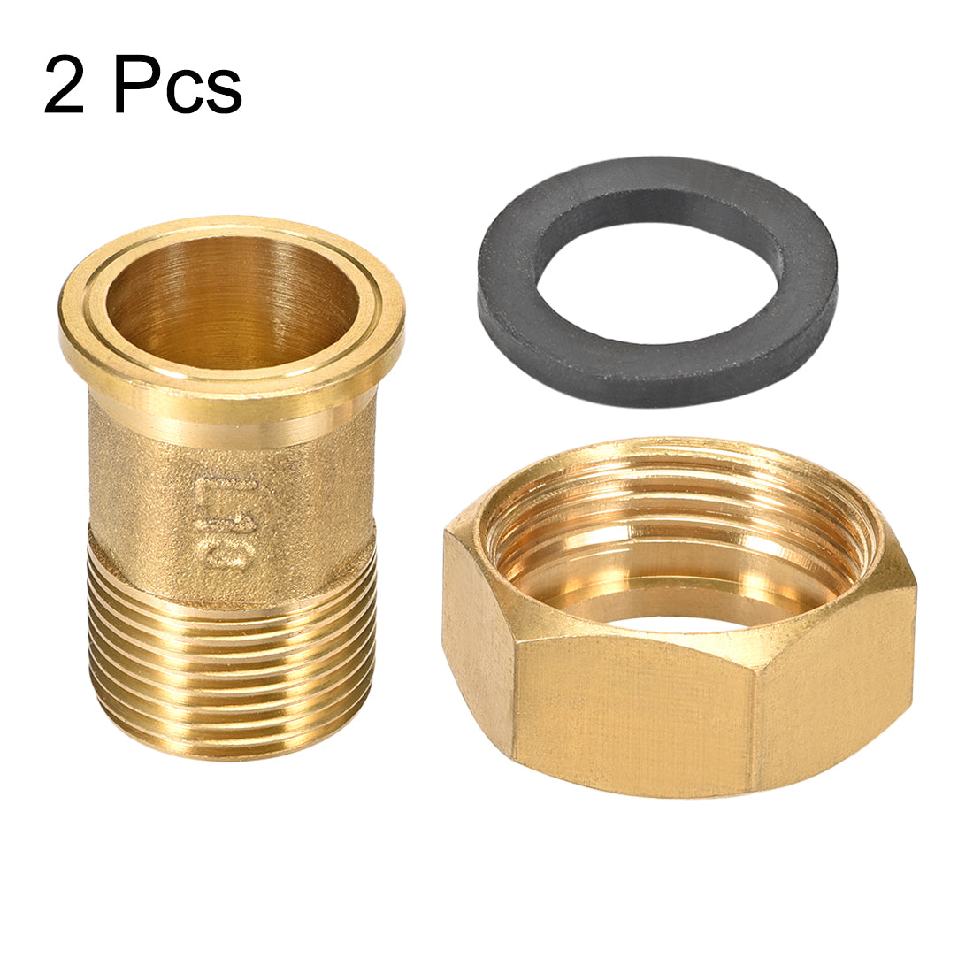 uxcell Uxcell Brass Pipe Fitting, Hex Nipple, G3/4 Male x G1 Female Threaded Connector Water Meter Coupling 49mm Length 2Pcs