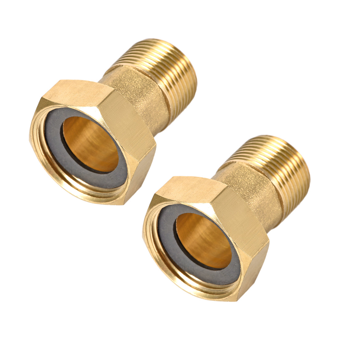 uxcell Uxcell Brass Pipe Fitting, Hex Nipple, G3/4 Male x G1 Female Threaded Connector Water Meter Coupling 49mm Length 2Pcs