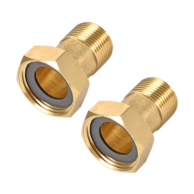 Harfington Uxcell Brass Pipe Fitting, Hex Nipple, G3/4 Male x G1 Female Threaded Connector Water Meter Coupling 49mm Length 2Pcs