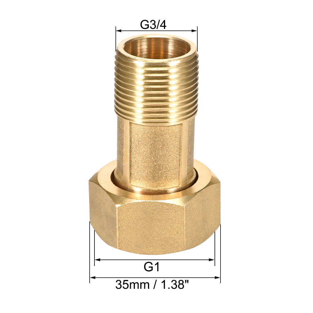 uxcell Uxcell Brass Pipe Fitting, Hex Nipple, G3/4 Male x G1 Female Threaded Connector Water Meter Coupling 60mm Length