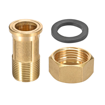 Harfington Uxcell Brass Pipe Fitting, Hex Nipple, G3/4 Male x G1 Female Threaded Connector Water Meter Coupling 60mm Length