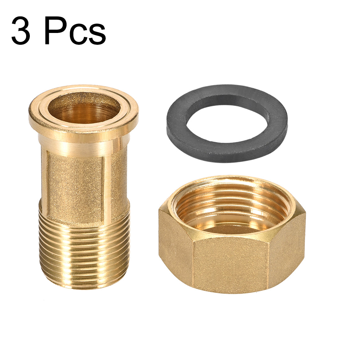 uxcell Uxcell Brass Pipe Fitting, Hex Nipple, G3/4 Male x G1 Female Threaded Connector Water Meter Coupling 60mm Length 3Pcs