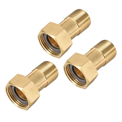 Harfington Uxcell Brass Pipe Fitting, Hex Nipple, G3/4 Male x G1 Female Threaded Connector Water Meter Coupling 60mm Length 3Pcs