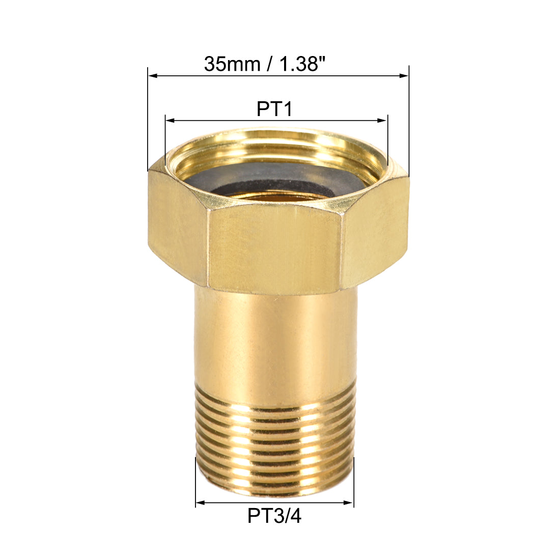 uxcell Uxcell Carbon Steel Pipe Fitting, Hex Nipple, PT3/4 Male x PT1 Female Threaded Connector Water Meter Coupling 52mm Length 2Pcs