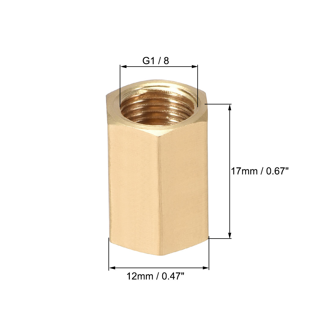 uxcell Uxcell Messing-Rohrverbindungsstück Gerade Sechskant-Nippelkupplung G Innengewinde   G1 / 8 x G1 / 8 (4 Stück)