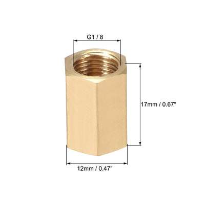 Harfington Uxcell Messing-Rohrverbindungsstück Gerade Sechskant-Nippelkupplung G Innengewinde   G1 / 8 x G1 / 8 (4 Stück)