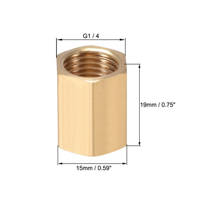 Harfington Uxcell Messing-Rohrverbindungsstück Gerade Sechskant-Nippelkupplung G Innengewinde   G1 / 4 x G1 / 4 (4 Stück)