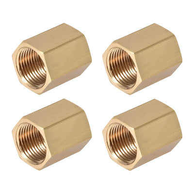 Harfington Uxcell Brass Pipe Fitting Connector Straight Hex Coupler G3/8 x G3/8 Female Thread Gold Tone 4pcs