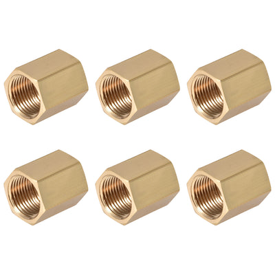 Harfington Uxcell Brass Pipe Fitting Connector Straight Hex Nipple Coupler 3/8 x 3/8 G Female Thread Gold Tone 6pcs