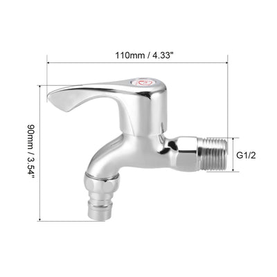 Harfington Uxcell Brass Water Tap Faucet Chrome Plating Wall Mounted with Single Spout G1/2 Male Thread