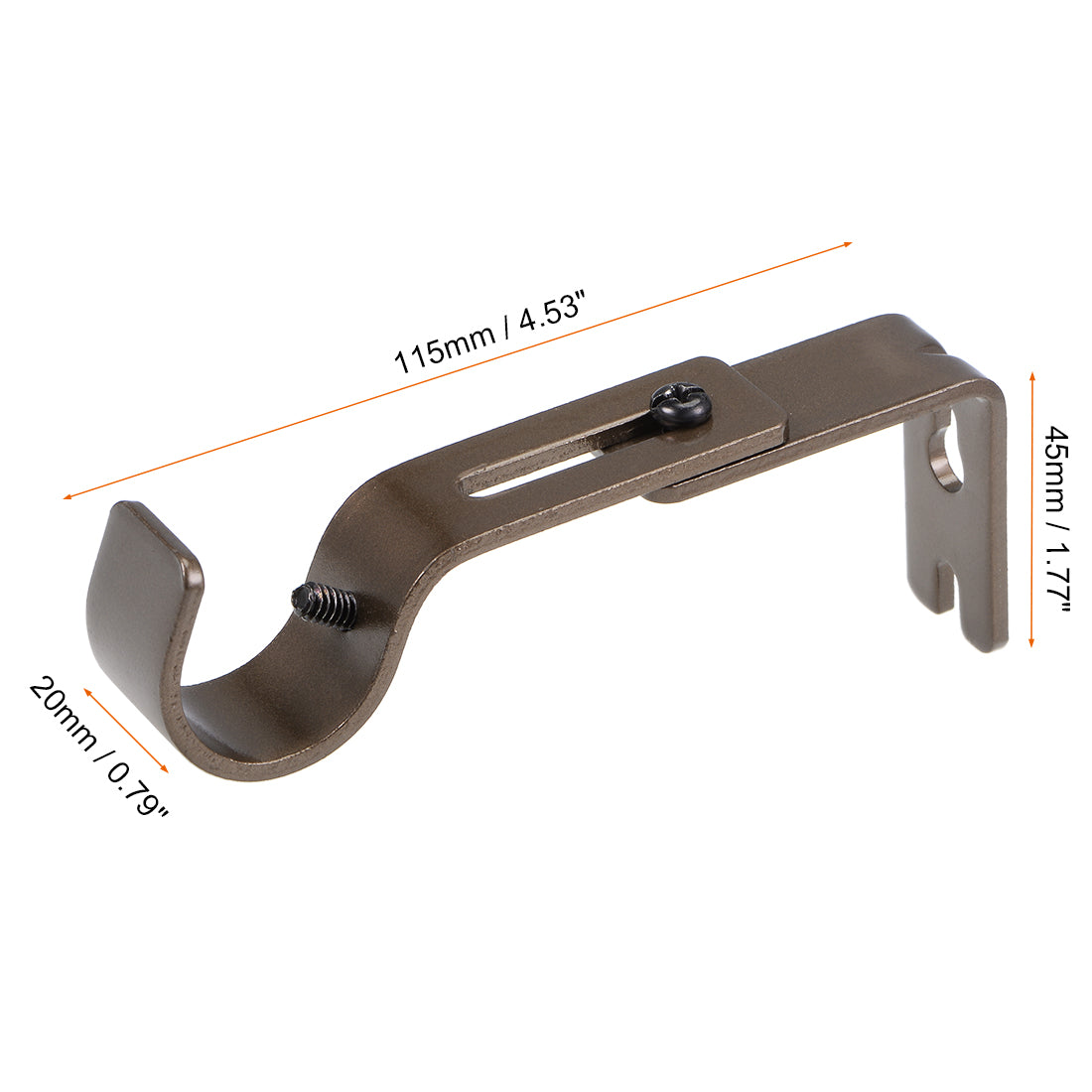 uxcell Uxcell Curtain Rod Bracket Iron Single Holder Support for 26mm Drapery Rod, 90 x 45 x 20mm Brown
