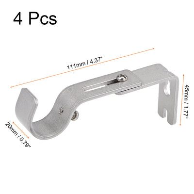 Harfington Uxcell Curtain Rod Bracket Iron Single Holder Support for 26mm Drapery Rod, 86 x 45 x 20mm Silver Tone 4Pcs