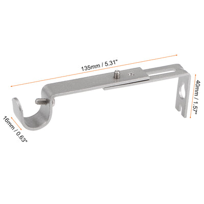 Harfington Uxcell Curtain Rod Bracket Iron Single Holder Support for 20mm Drapery Rod, 100 x 40 x 16mm Silver Tone