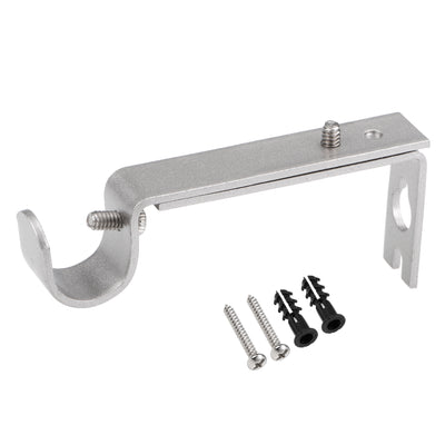 Harfington Uxcell Curtain Rod Bracket Iron Single Holder Support for 20mm Drapery Rod, 100 x 40 x 16mm Silver Tone