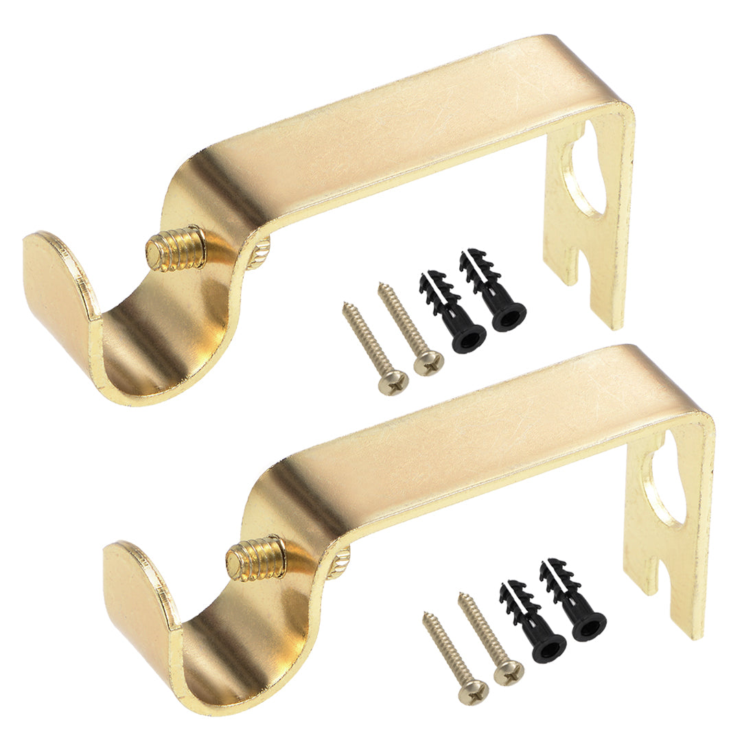 uxcell Uxcell Curtain Rod Bracket Iron Single Holder Support for 16mm Drapery Rod, 73 x 36 x 16mm Gold Tone 6Pcs
