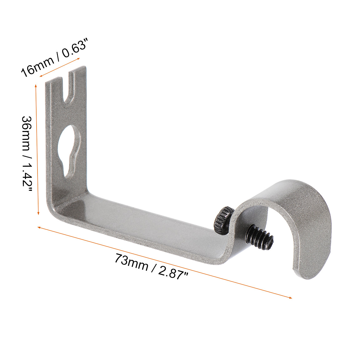 uxcell Uxcell Curtain Rod Bracket Iron Single Holder Support for 16mm Drapery Rod, 73 x 36 x 16mm Gray 2Pcs