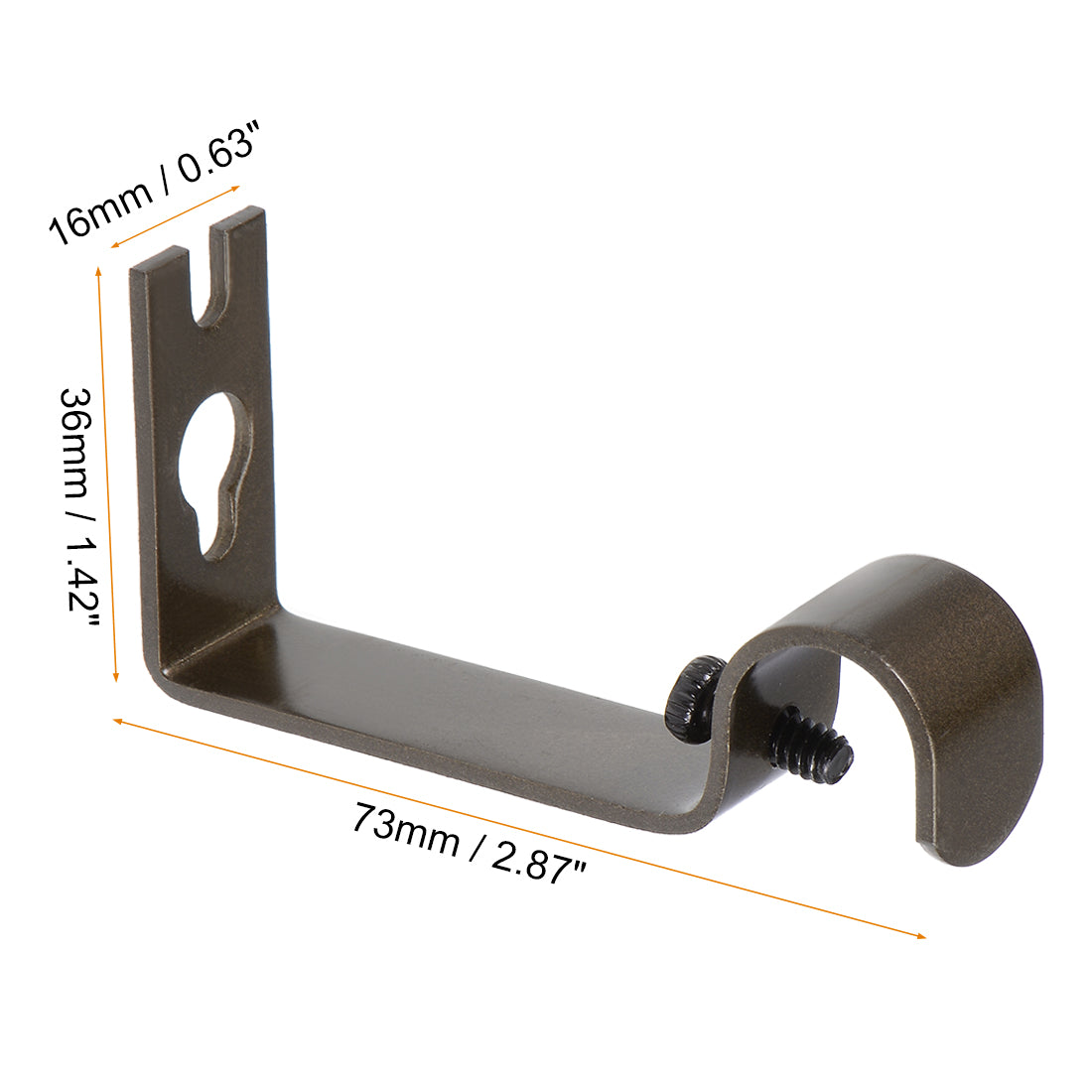 uxcell Uxcell Curtain Rod Bracket Iron Single Holder Support for 16mm Drapery Rod, 73 x 36 x 16mm Brown 2Pcs