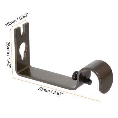 Harfington Uxcell Curtain Rod Bracket Iron Single Holder Support for 16mm Drapery Rod, 73 x 36 x 16mm Brown 2Pcs