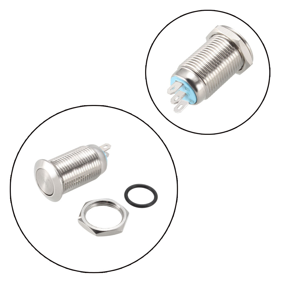 uxcell Uxcell Momentary Metal Push Button Switch 10mm Mounting Dia 1NO 1NC COM DC 30V 0.1A