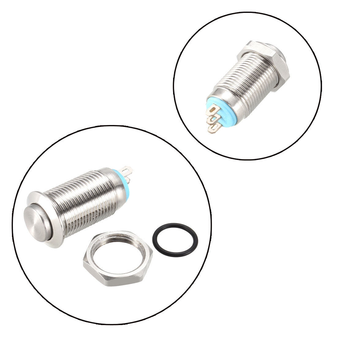 uxcell Uxcell Momentary Metal Push Button Switch 10mm Mounting Dia 1NO 1NC COM DC 30V 0.1A 24 x 13.5mm