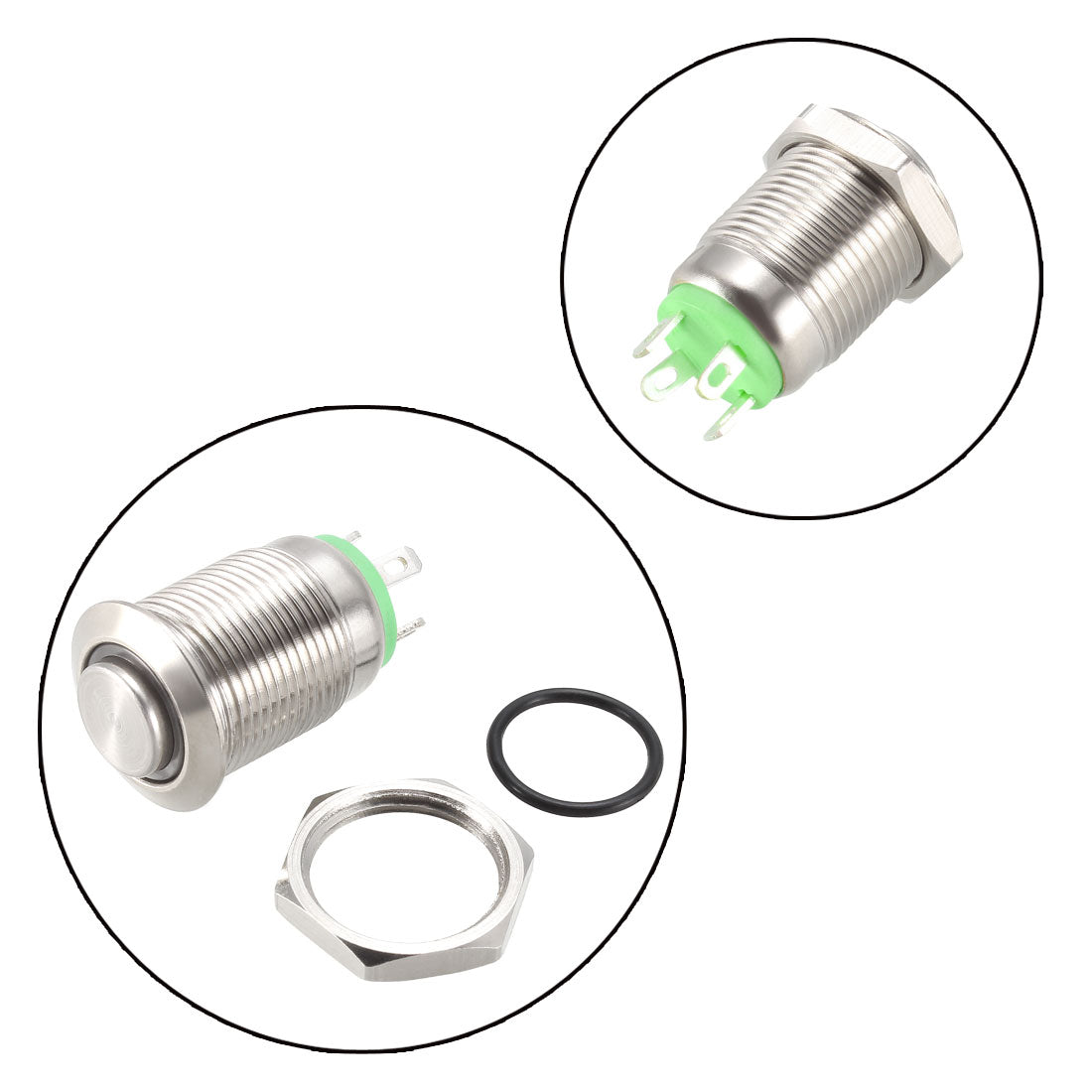 uxcell Uxcell Momentary Metal Push Button Switch High Head 12mm Mounting Dia 1NO 3-6V LED Light